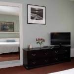 Dresser and television in room at Hotel Coolidge